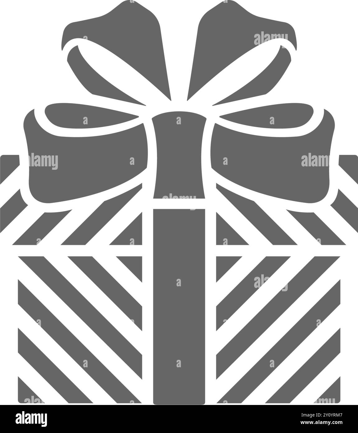 Illustration vectorielle de la silhouette de la boîte cadeau rayée décorée avec ruban avec arc le jour de Noël Illustration de Vecteur