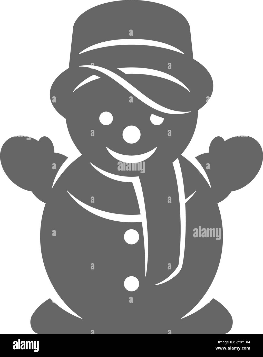 Illustration vectorielle de la silhouette du bonhomme de neige traditionnel dans le chapeau et l'écharpe conçu comme icône pour la célébration de Noël Illustration de Vecteur