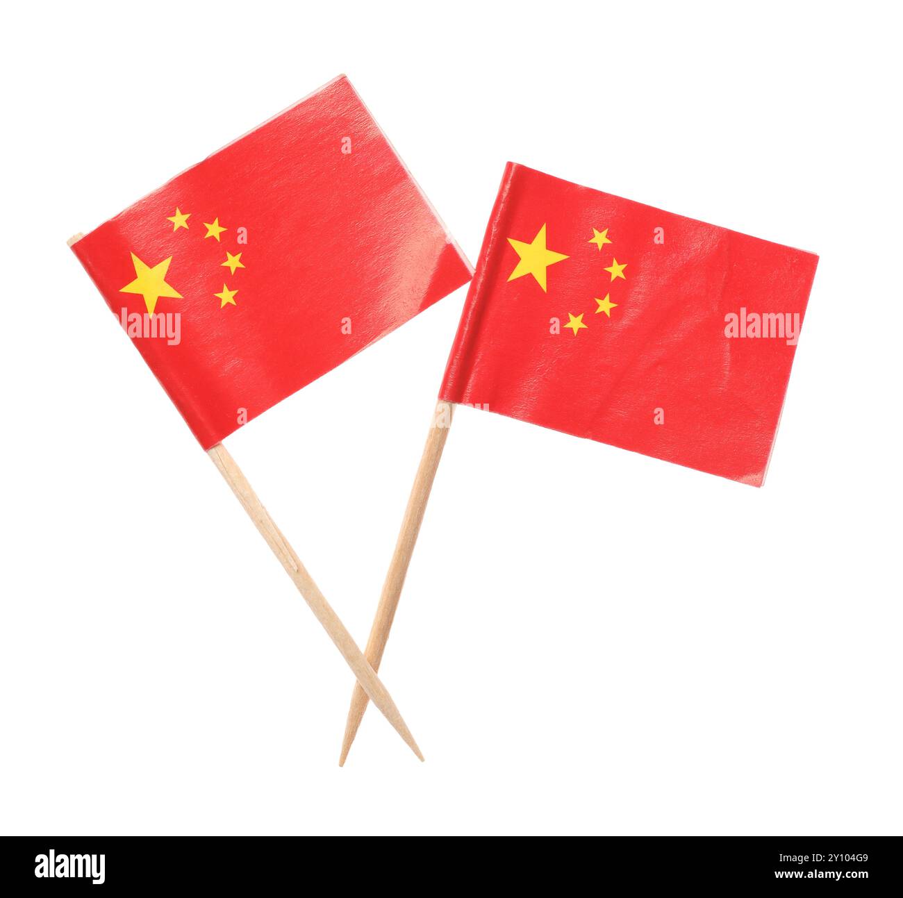 Petits drapeaux en papier de Chine isolés sur blanc Banque D'Images