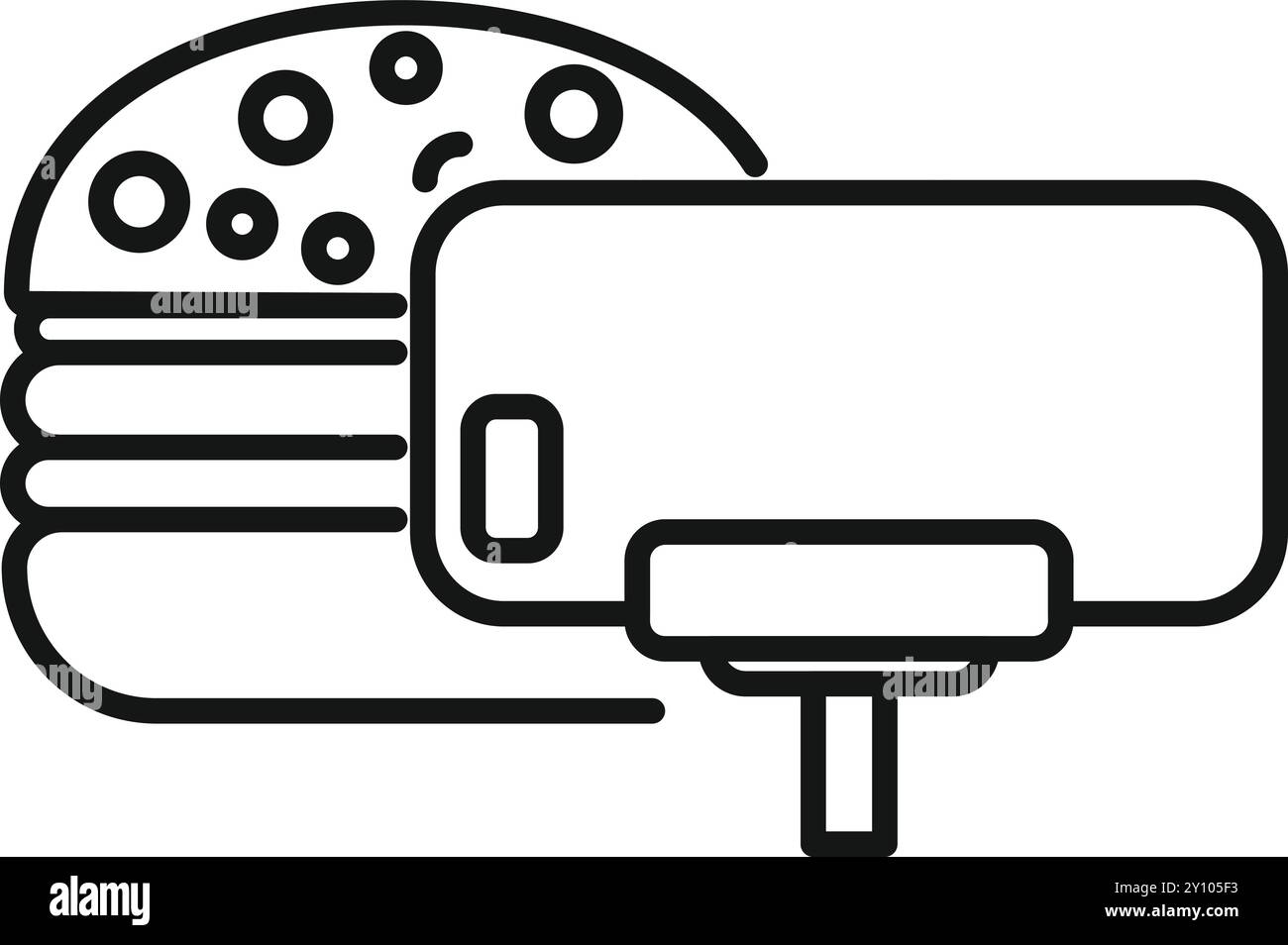 Smartphone prend une photo d'un hamburger, symbolisant la photographie alimentaire pour le marketing des médias sociaux Illustration de Vecteur