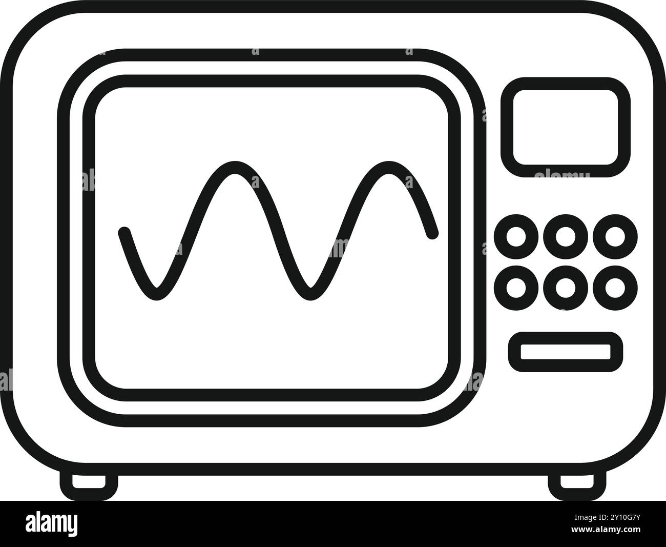 Illustration vectorielle minimaliste d'un oscilloscope affichant une forme d'onde sinusoïdale, idéale pour les projets scientifiques ou techniques Illustration de Vecteur