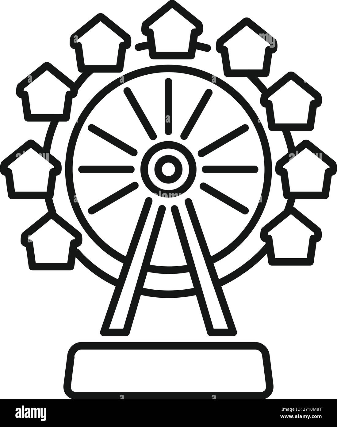 Vecteur d'art au trait d'une grande roue avec des maisons remplaçant les voitures particulières, représentant la nature cyclique du marché du logement Illustration de Vecteur