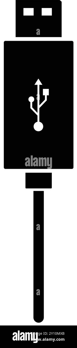 Icône de câble de données, icône de câble, icône USB, micro câble, fils de charge, mini-jack de type C. Illustration de Vecteur
