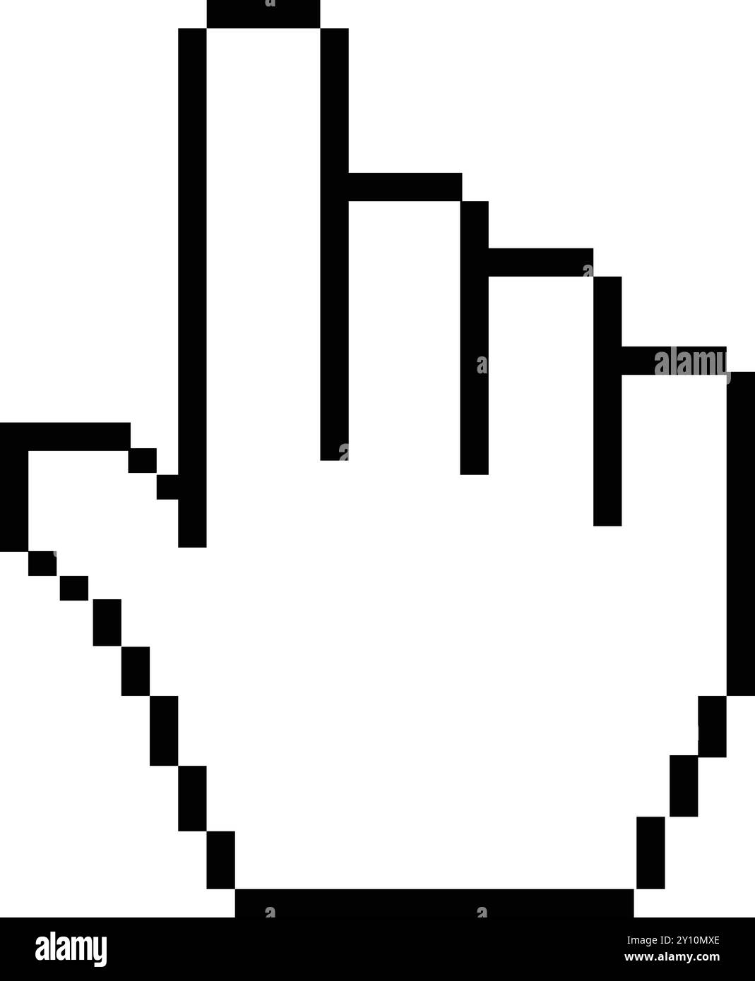 Curseur de main pixel, curseur de main pixel de souris, icône de pointeur de curseur, curseur de main pixelisé Illustration de Vecteur