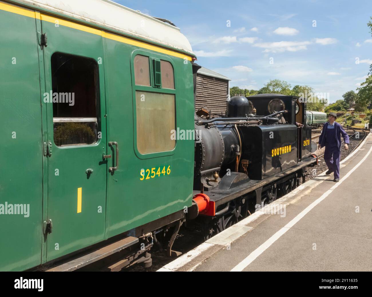 Angleterre, Kent, Tenterden, Kent and East Sussex Railway, gare de Tenterden, train à vapeur historique Banque D'Images