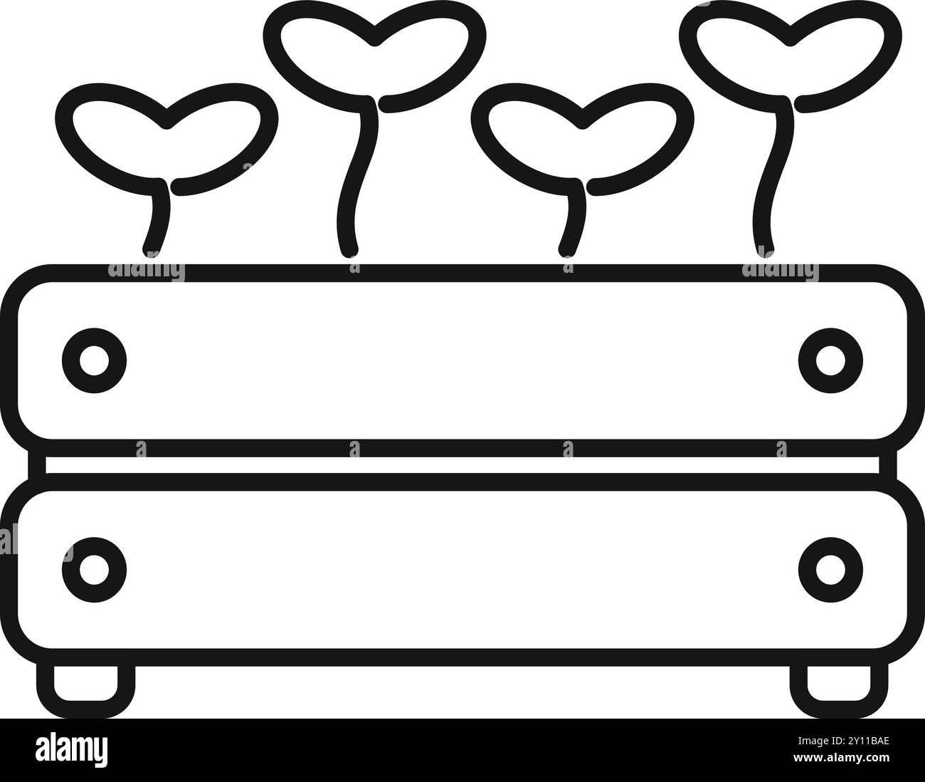 Jeunes plants issus d’une caisse en bois représentant le jardinage urbain et l’autosuffisance Illustration de Vecteur