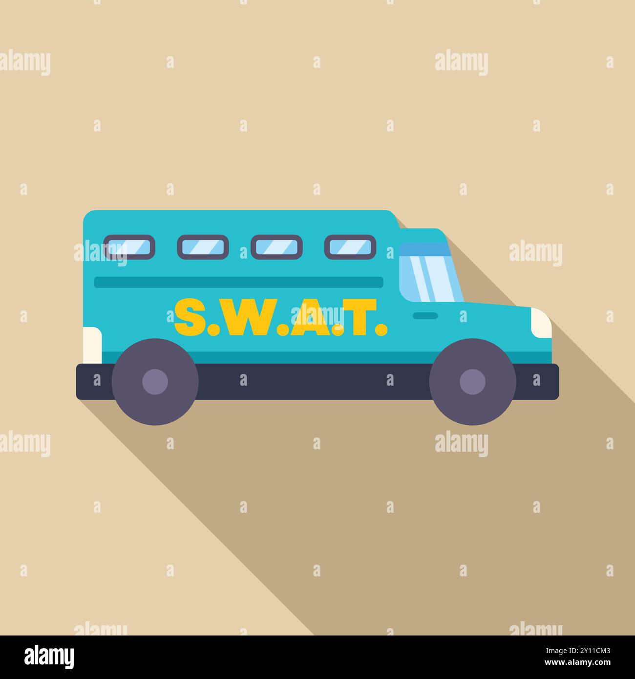 Camion SWAT conduisant sur une mission avec l'ombre longue Illustration de Vecteur