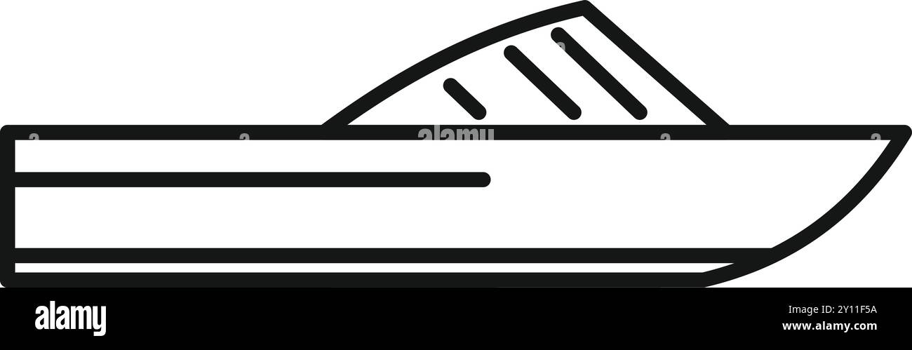 Petit yacht à moteur pour les loisirs privés et l'icône des voyages de pêche Illustration de Vecteur