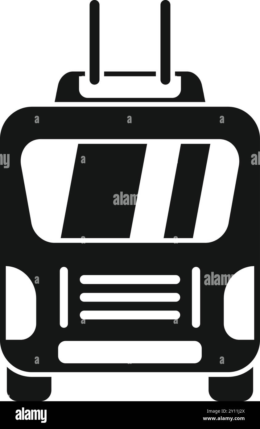 Icône vectorielle simple d'un trolleybus électrique conduisant vers l'avant, parfait pour les projets liés au transport urbain Illustration de Vecteur