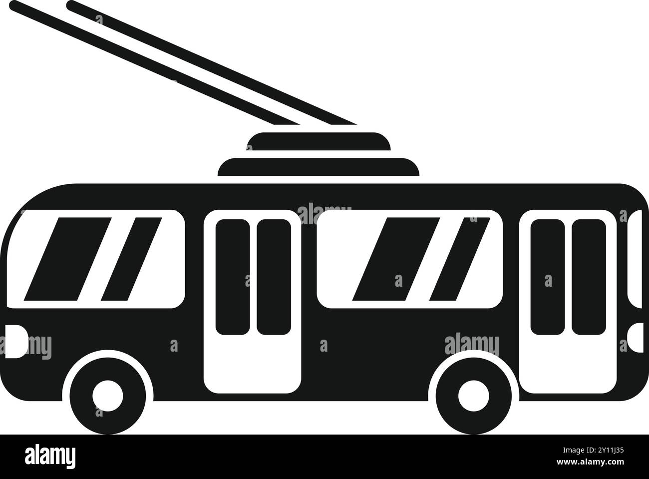 Cette icône simple et audacieuse montre un trolleybus, parfait pour représenter les transports publics électriques Illustration de Vecteur