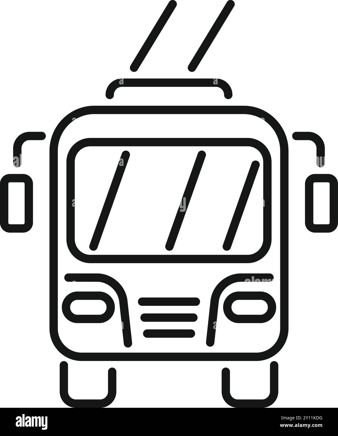 Illustration vectorielle minimaliste représentant un trolleybus en attente à un arrêt, idéal pour les projets liés au transport Illustration de Vecteur