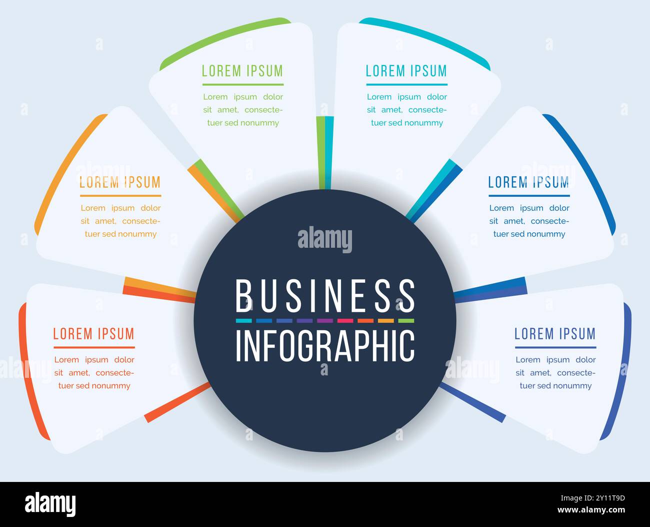 Business Infographic design 6 étapes, objets, éléments ou options modèle de cercle d'affaires infographique Illustration de Vecteur