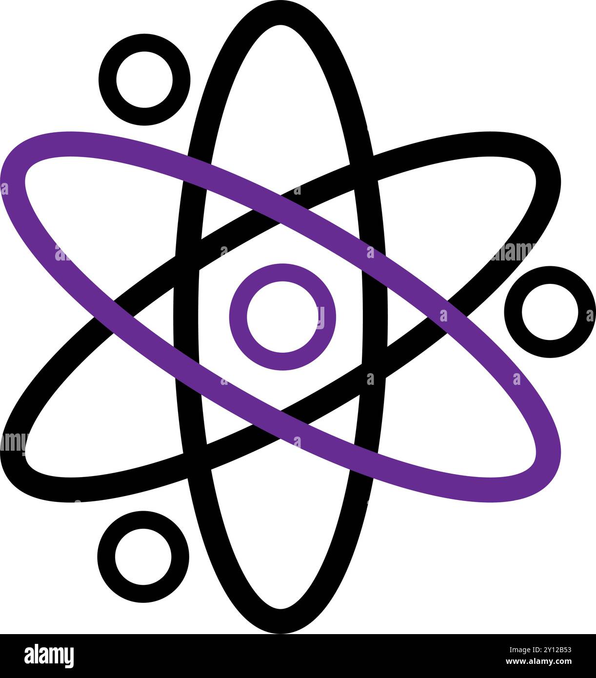 Icône atome avec orbites violettes et vecteur de noyau noir Illustration de Vecteur