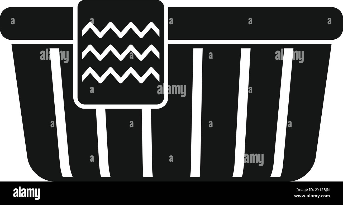 Panier à linge avec serviette suspendue sur l'icône latérale, style simple Illustration de Vecteur