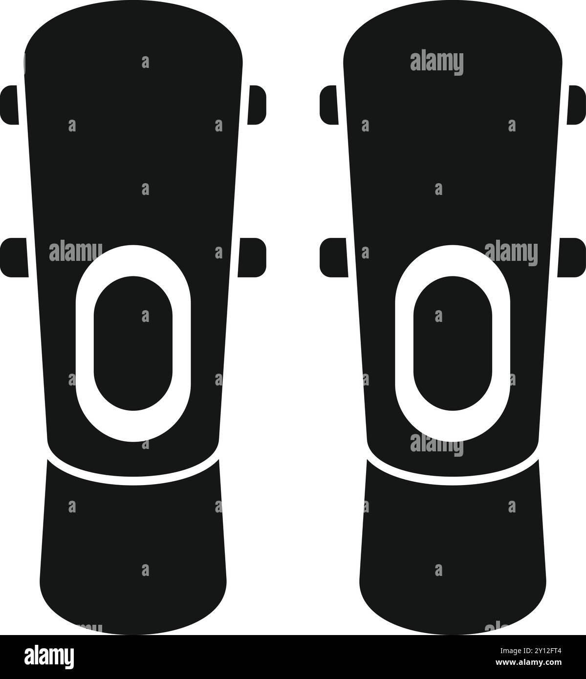 Icône vectorielle simple d'une paire de protège-tibias, équipement de protection essentiel pour les joueurs de football, assurant la sécurité pendant les matchs Illustration de Vecteur