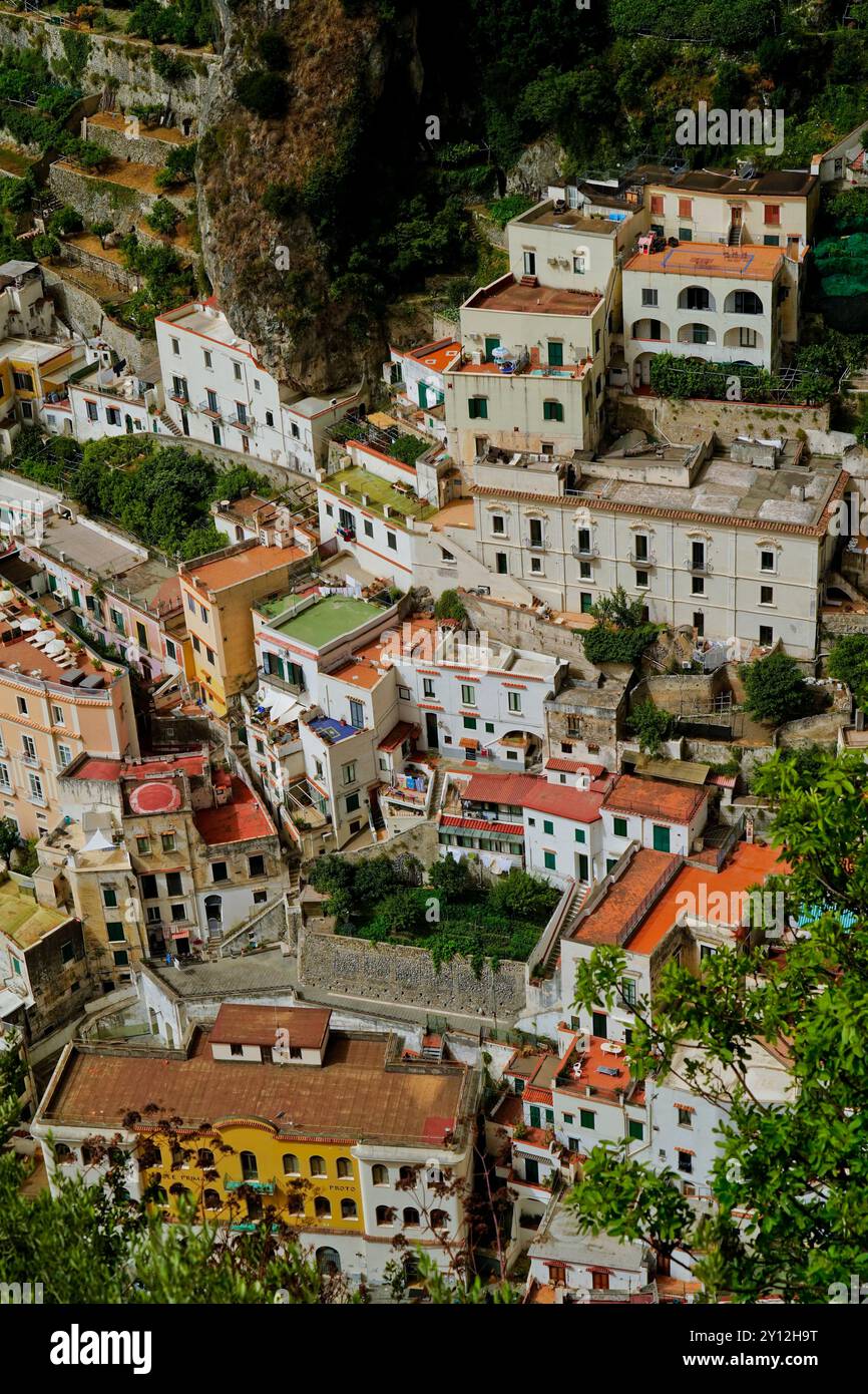 Panoramas de la côte amalfitaine, Province de Salerne, Campanie, Italie Banque D'Images