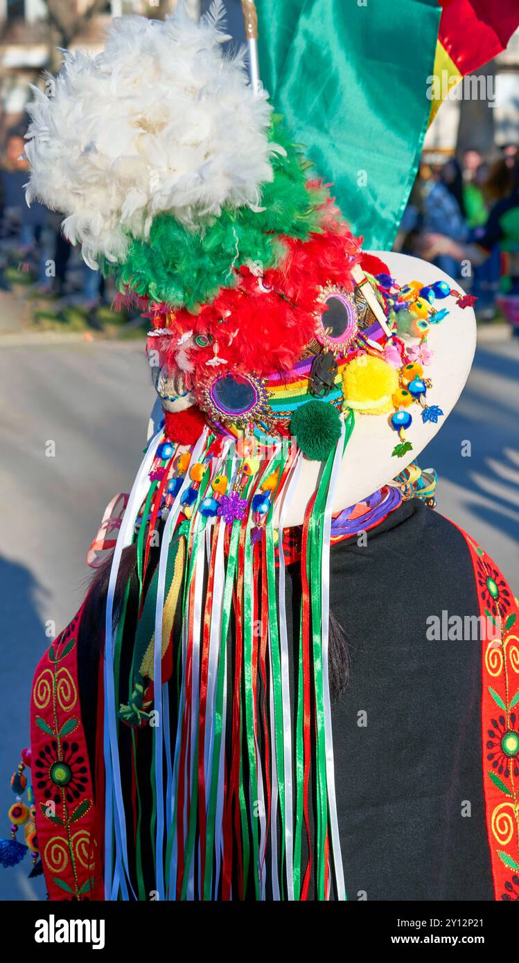 Participants au carnaval du folklore bolivien dans le centre-ville de Barcelone, Espagne Banque D'Images