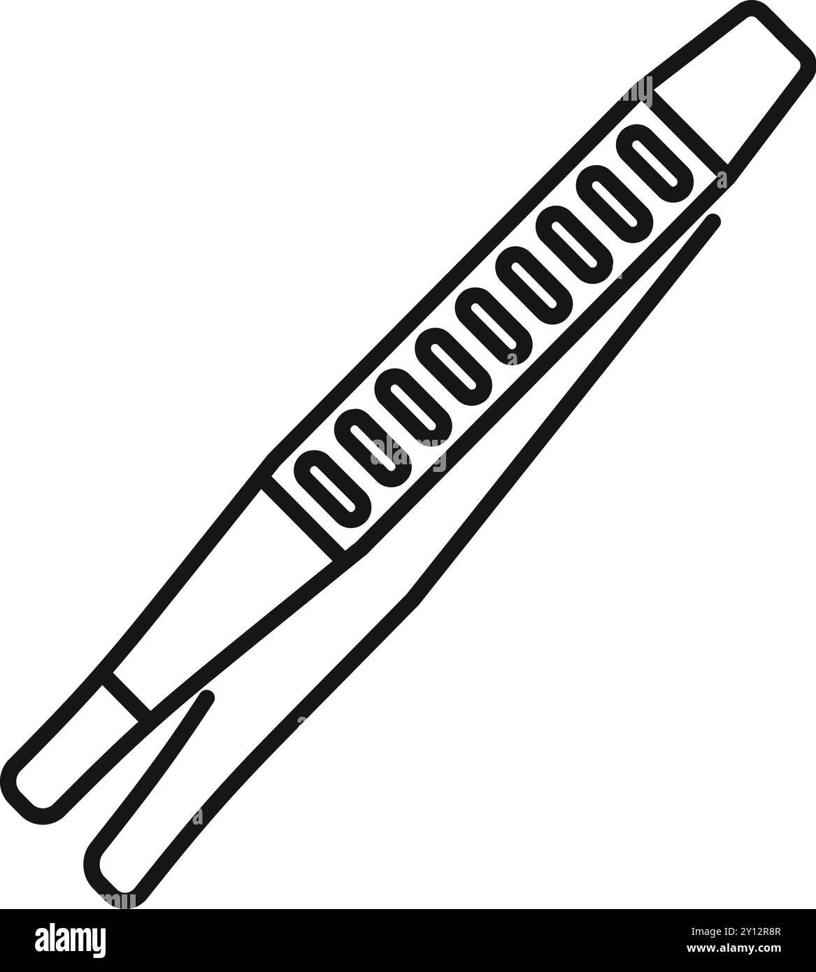 Dessin au trait simple de pinces métalliques avec une poignée striée, idéal pour les conceptions minimalistes relatives aux premiers soins ou à la beauté Illustration de Vecteur