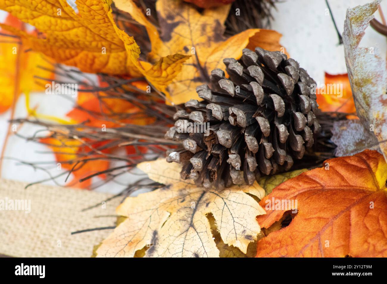 couronne d'automne près décor d'automne Banque D'Images
