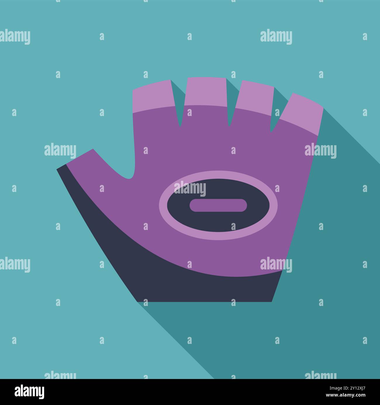 Gant de fitness violet avec icône d'insert anti-dérapant dans un style plat sur un fond turquoise Illustration de Vecteur