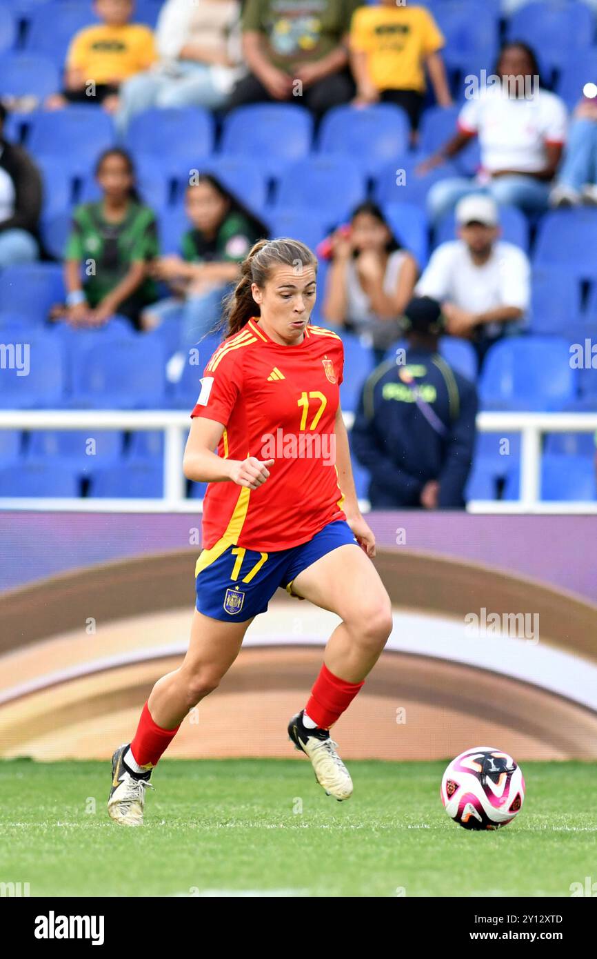 Cali, Colombie. 04th Sep, 2024. Lucia Corrales de l'Espagne lors du match de la Coupe du monde féminine U-20 de la FIFA, Colombie 2024 entre le Paraguay et le Maroc, au stade olympique Pascual Guerrero, à Cali, le 4 septembre 2024. Photo : Alejandra Arango/DiaEsportivo/Alamy Live News crédit : DiaEsportivo/Alamy Live News Banque D'Images