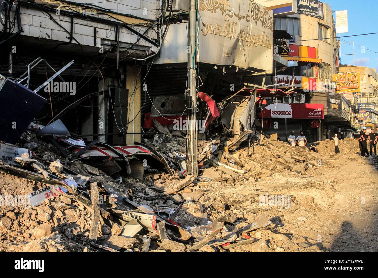 Jénine, Palestine. 04th Sep, 2024. Une vue d'une infrastructure détruite dans le centre de la ville de Djénine, au nord de la Cisjordanie, après qu'elle ait été détruite par les forces israéliennes à la suite d'un raid qui est entré dans son septième jour sur la ville. (Photo de Nasser Ishtayeh/SOPA images/Sipa USA) crédit : Sipa USA/Alamy Live News Banque D'Images