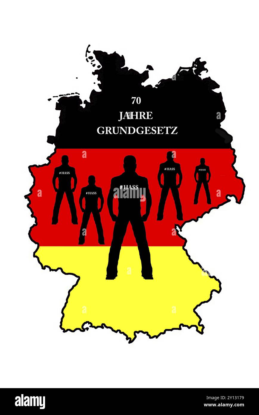 Reichsbuerger, skinhead, skinheads, nazi, nazis, droite, droits, horloge, 5 à 12, Allemagne, drapeau national, carte de l'Allemagne, drapeau du Reich, Wutbuerger, East G Banque D'Images