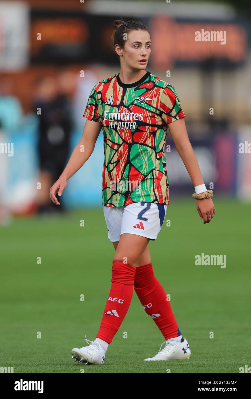 Emily Fox, médaillée d'or olympique, avant le match de demi-finale du 1er tour de l'UEFA Women's Champions League Group Three entre Arsenal et Glasgow Rangers à Banque D'Images