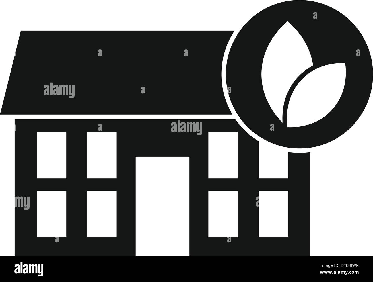 Cette icône simple d'une maison avec des feuilles représente l'immobilier respectueux de l'environnement et la vie verte Illustration de Vecteur