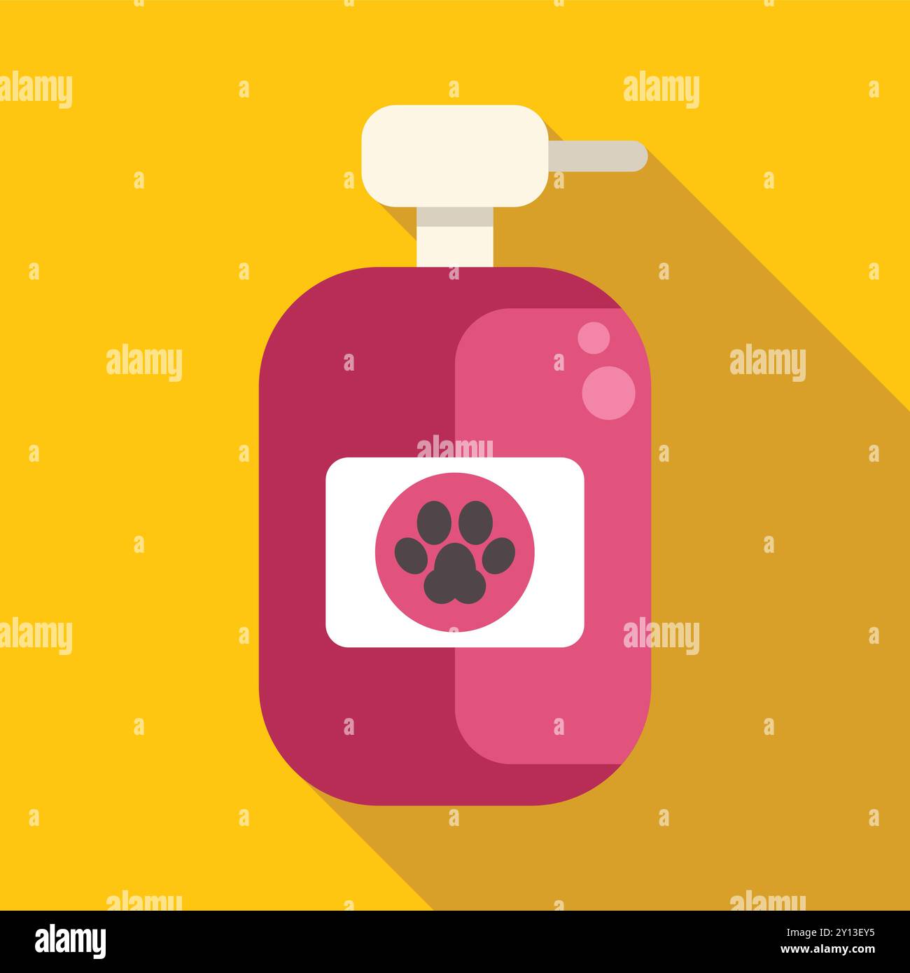 Bouteille en plastique rose avec distributeur contenant du shampooing pour animaux ou des médicaments pour chiens et chats Illustration de Vecteur