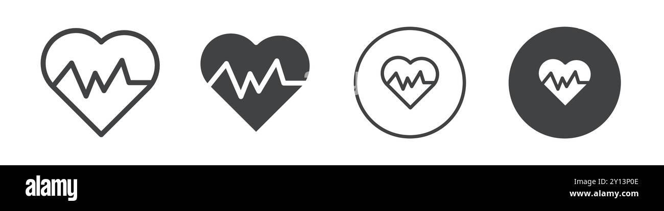 Icône de pouls cardiaque simple symbole vectoriel plat contour collection logo Illustration de Vecteur