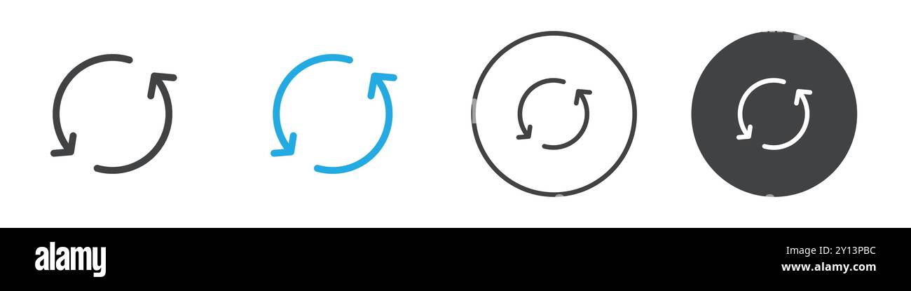 Rafraîchir les flèches icône symbole vectoriel simple plat contour collection logo Illustration de Vecteur