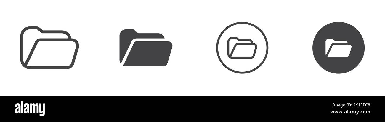 Icône ouvrir les dossiers de fichiers icône simple plat de vecteur de collection de contour de collection logo Illustration de Vecteur