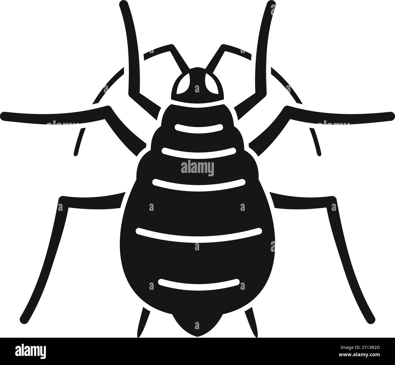 Icône noire et blanche d'un puceron, un parasite végétal commun Illustration de Vecteur