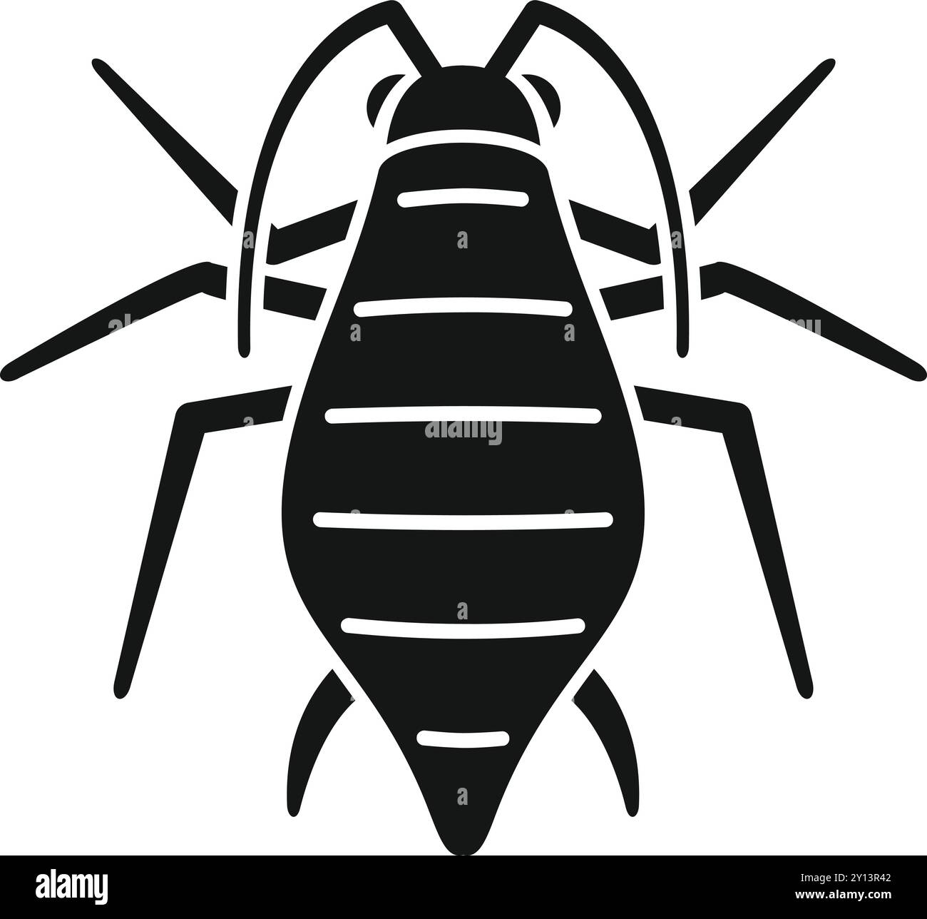 Icône de glyphe noir représentant un puceron, un petit insecte suceur de sève, connu sous le nom de ravageur commun du jardin Illustration de Vecteur