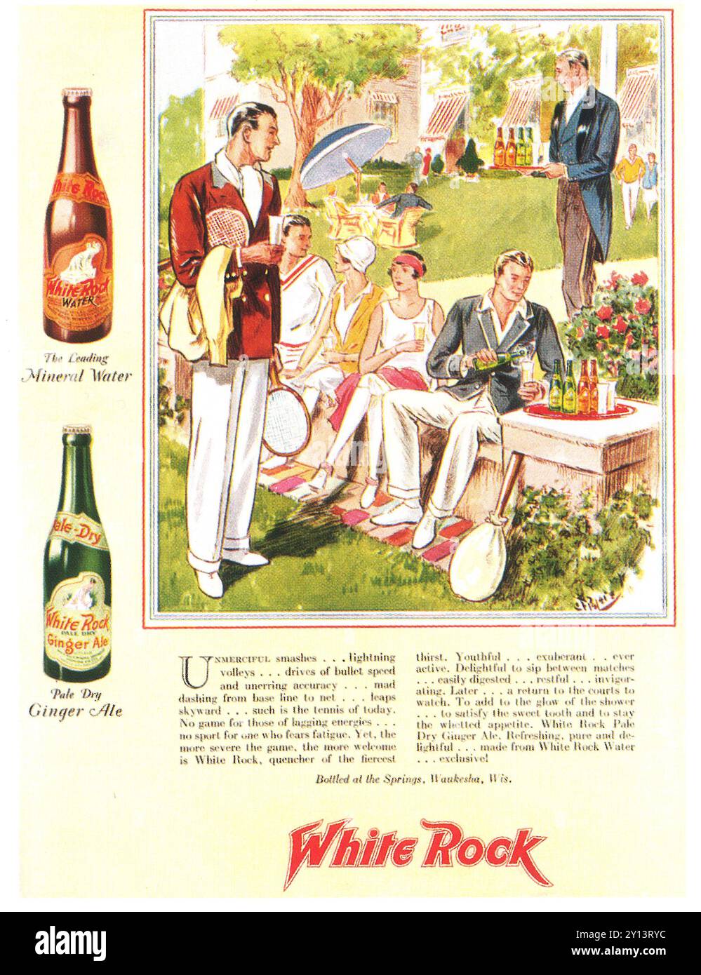 1929 White Rock Ginger Ale et Soda Water ad Banque D'Images