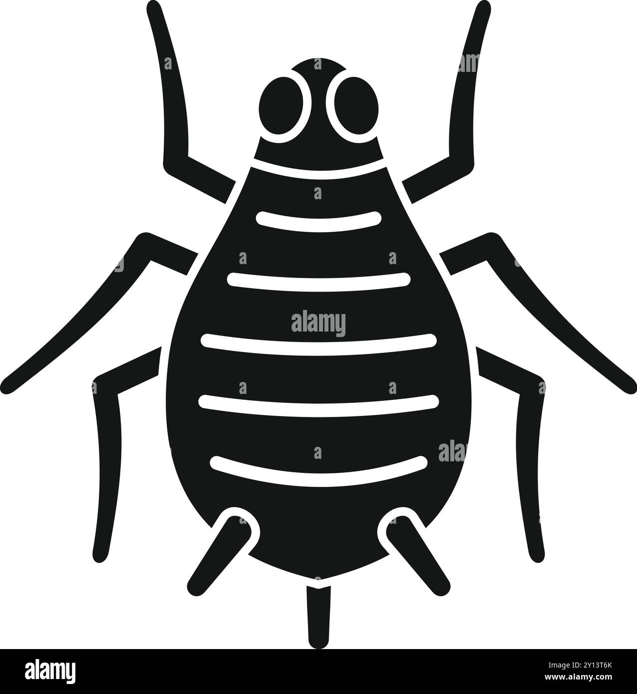 Icône de silhouette noire d'un puceron de jardin, un insecte nuisible de jardin commun Illustration de Vecteur