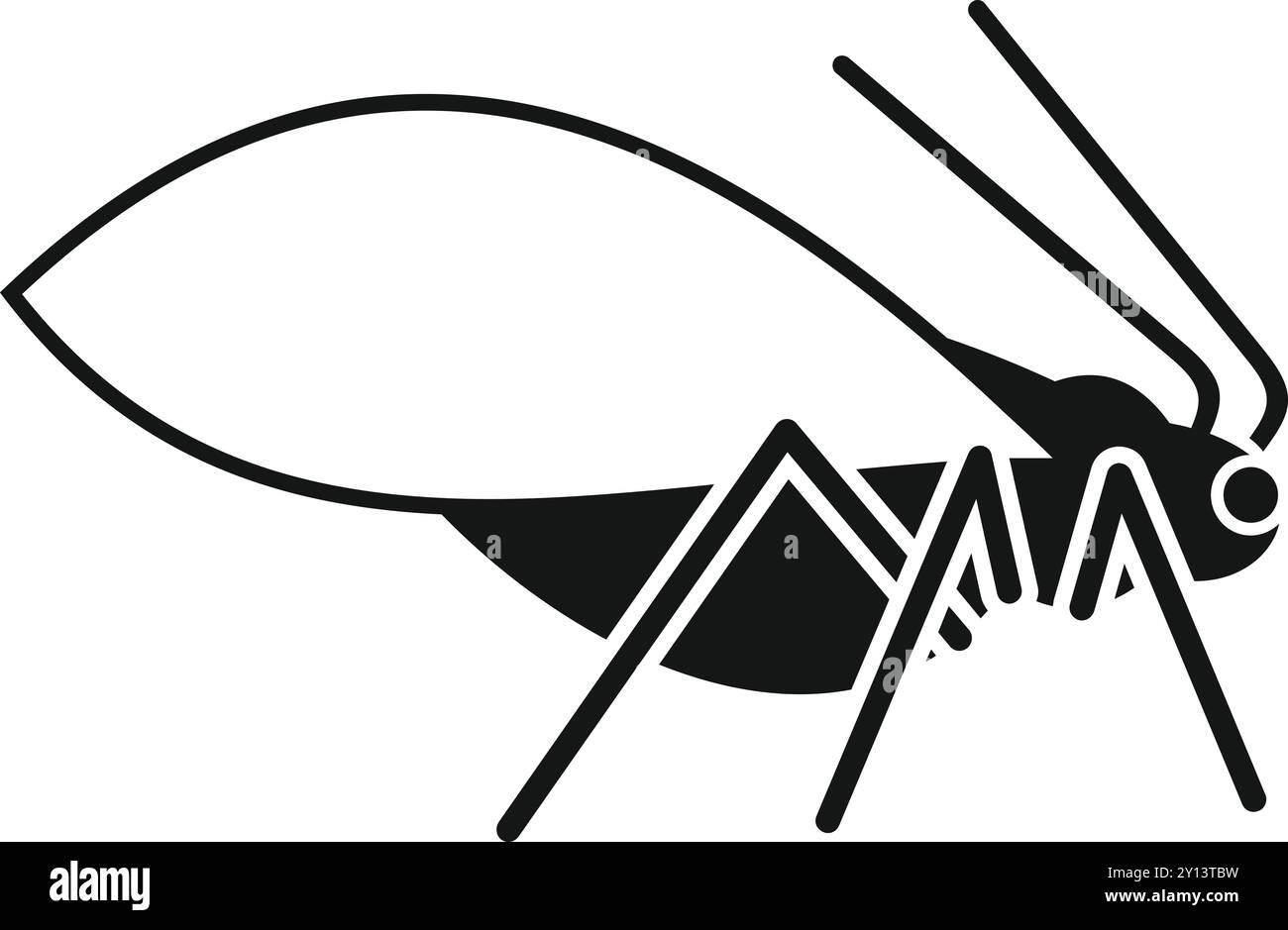 Icône vectorielle simple d'un puceron noir avec de longues antennes marchant Illustration de Vecteur
