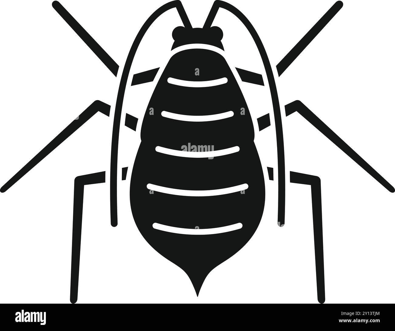 Simple vecteur noir et blanc d'un puceron, un petit insecte qui aspire la sève des plantes Illustration de Vecteur