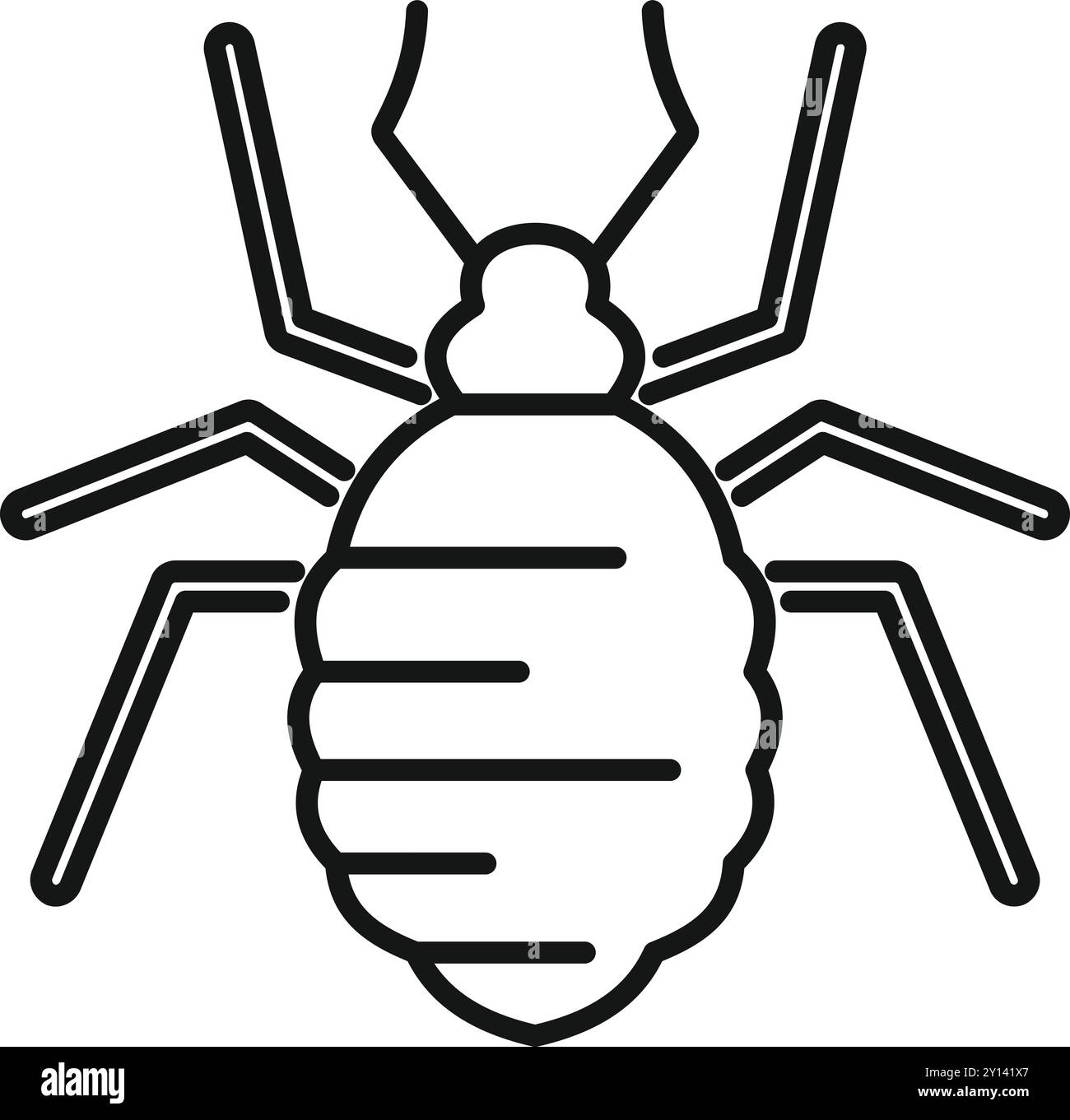 Icône vectorielle d'art de ligne audacieuse simple représentant une larve de coléoptère de la pomme de terre du colorado étalant ses pattes Illustration de Vecteur