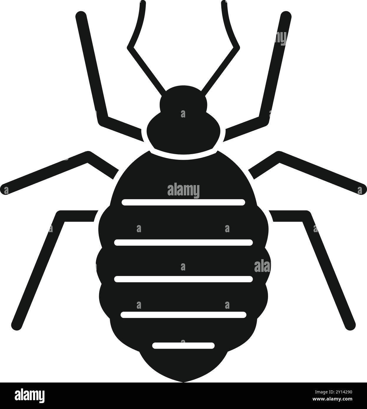 Icône de vecteur de glyphe simple d'un insecte puceron rayé noir se propageant sur une plante Illustration de Vecteur