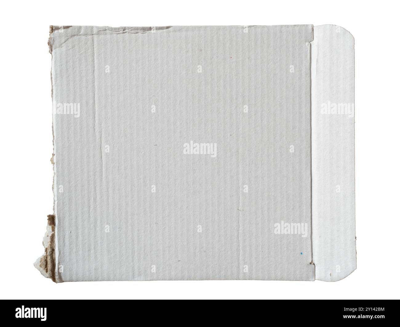 Emballage en carton blanc vierge déchiré de forme carrée isolé sur fond blanc avec chemin de découpage Banque D'Images