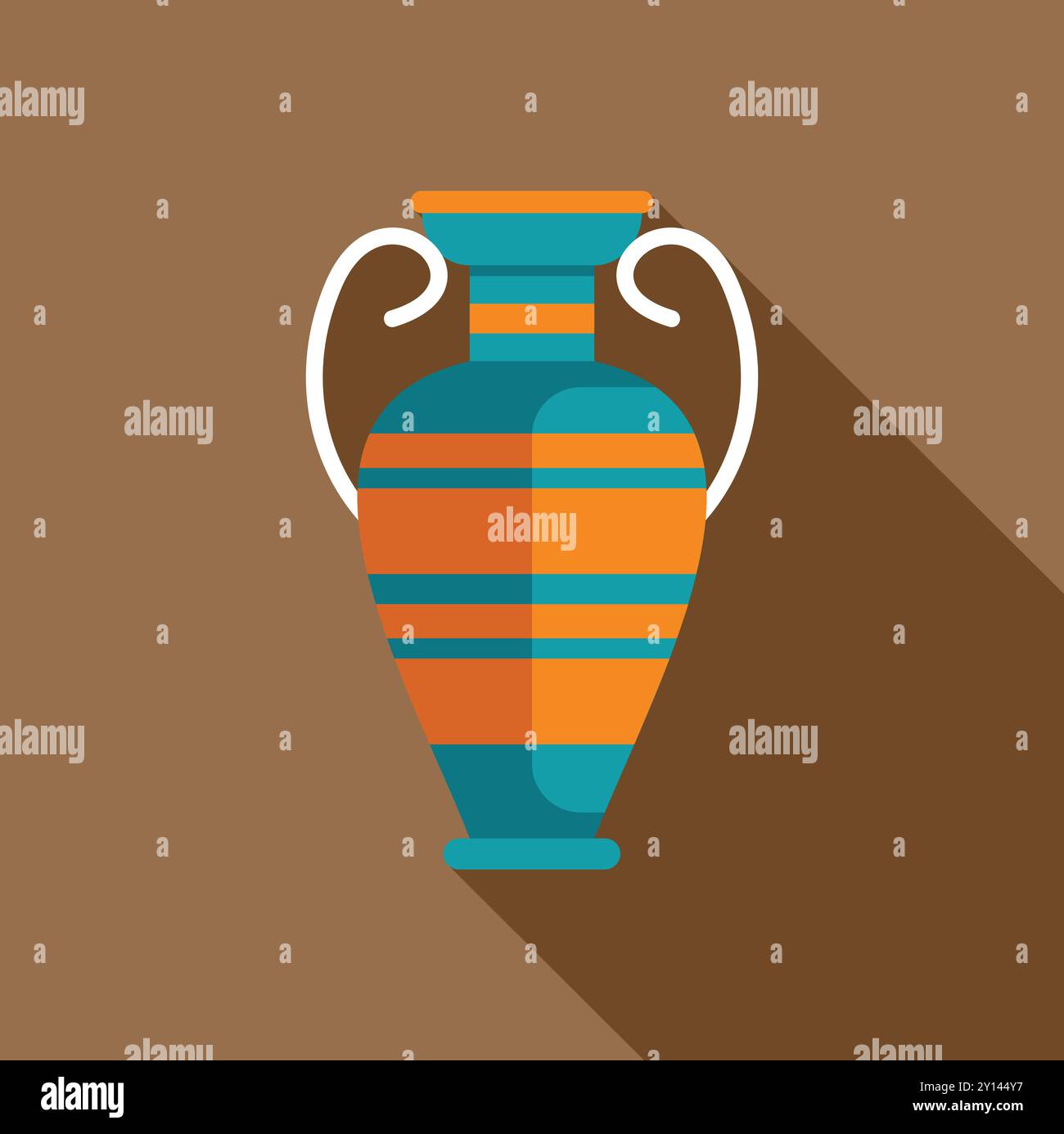 Vase grec ancien avec deux poignées et une longue ombre, représentant l'histoire, l'art et l'archéologie Illustration de Vecteur