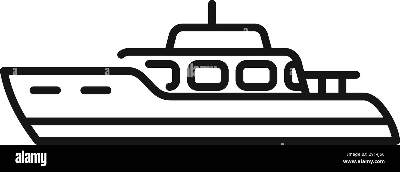 Icône minimaliste d'art au trait d'un yacht à moteur privé naviguant sur la mer Illustration de Vecteur Icône minimaliste d'art au trait d'un yacht à moteur privé naviguant sur la mer Illustration de Vecteur