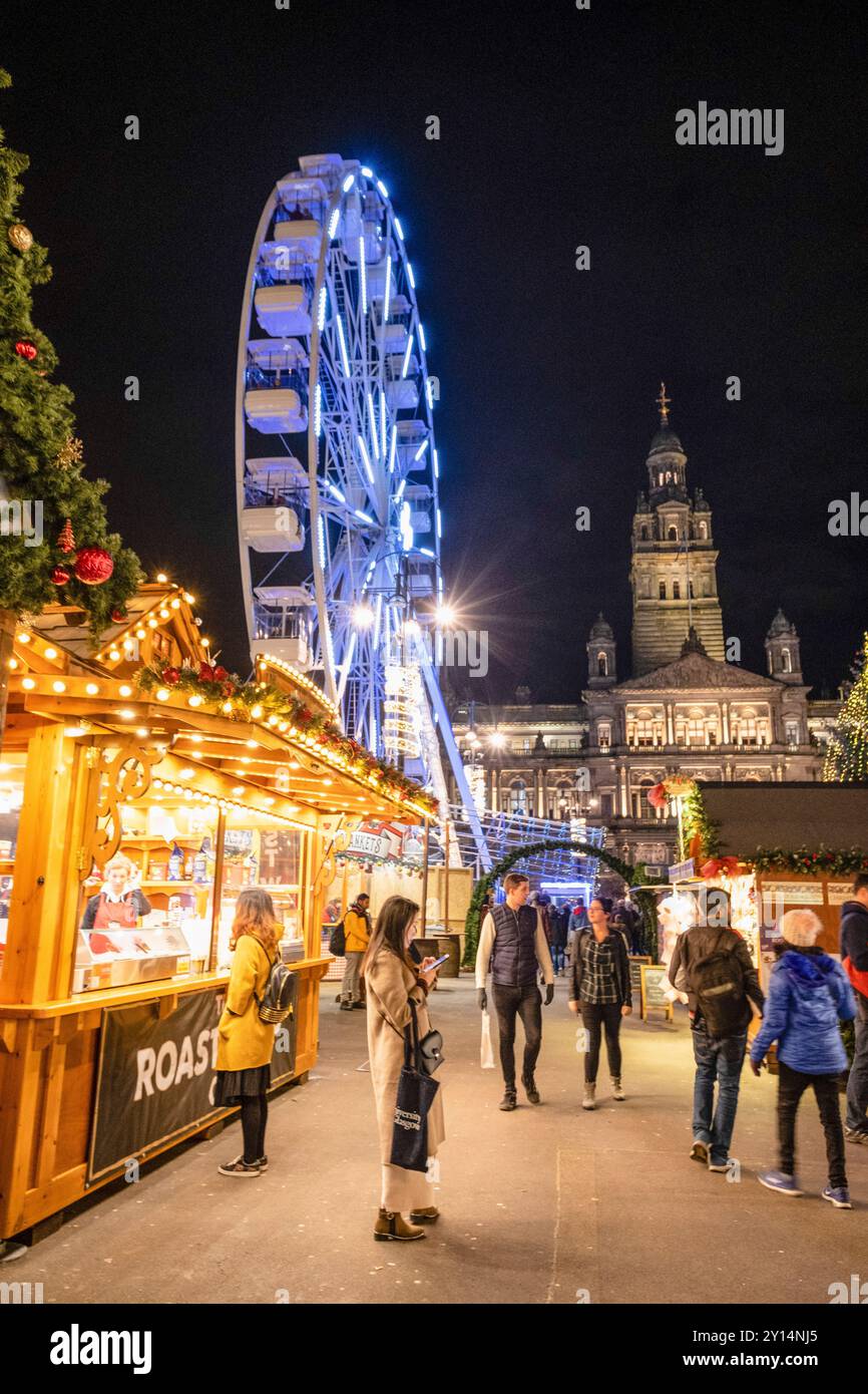 George Square Christmas Market, Glasgow, Lowlands, Royaume-Uni. Banque D'Images