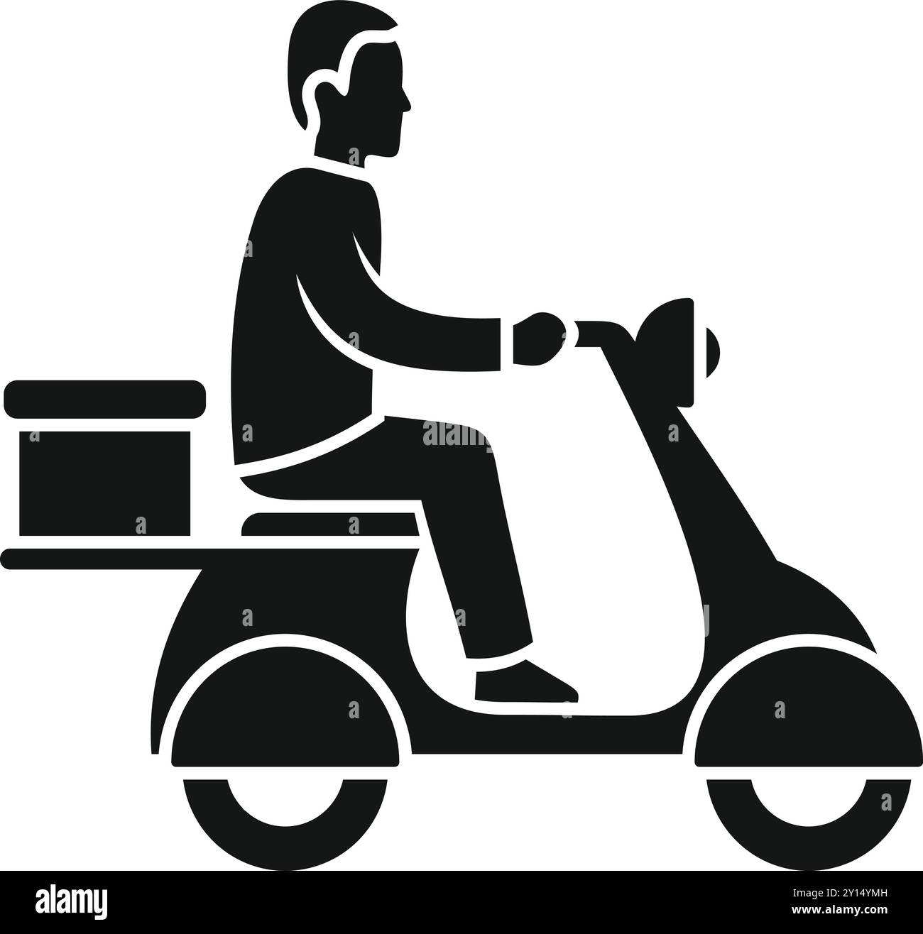 Coursier conduisant un scooter et livrant un colis à un client Illustration de Vecteur