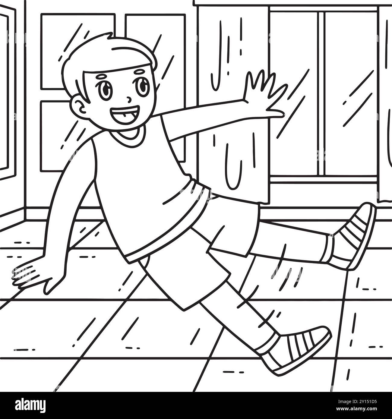 Breakdance B Boy faisant une page de coloriage Kick Out Illustration de Vecteur