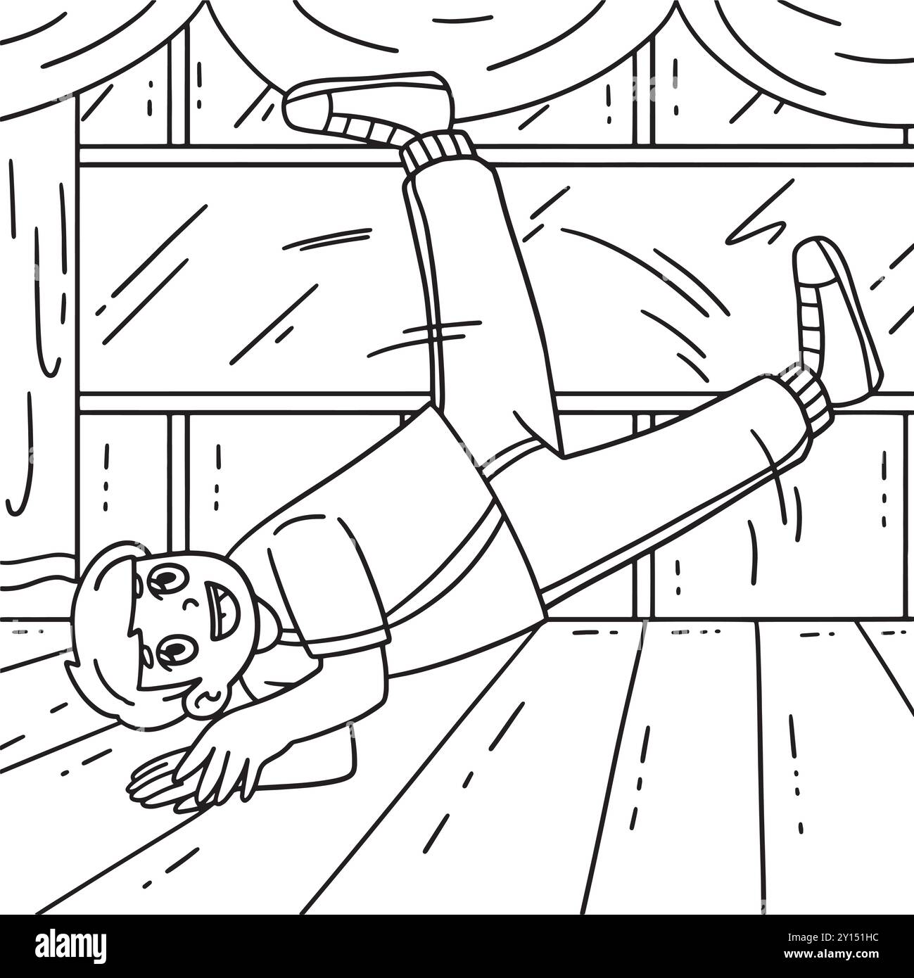 Breakdance B Boy exécutant une coloration Windmill Illustration de Vecteur