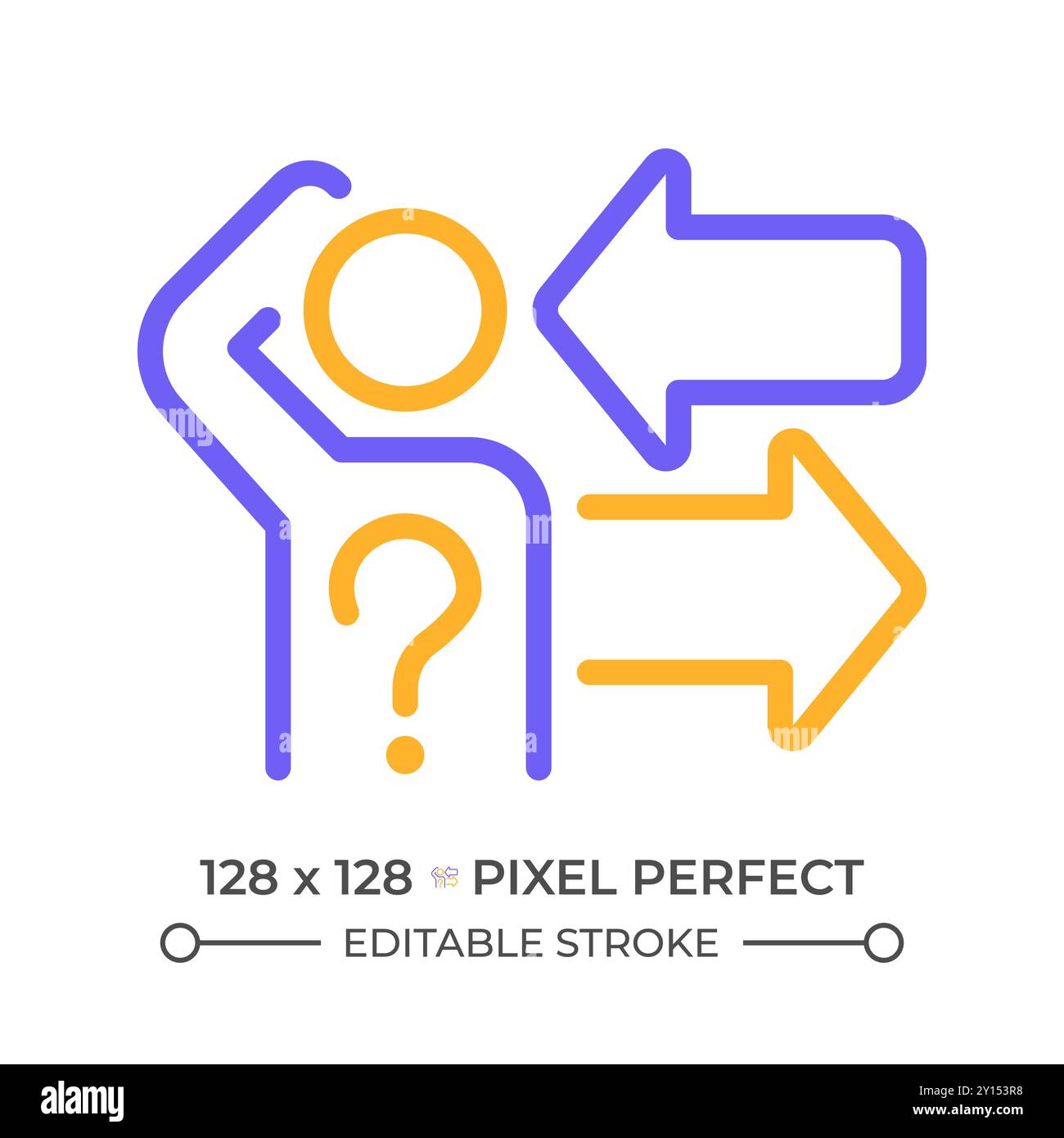 Choix difficile icône de ligne de deux couleurs Illustration de Vecteur