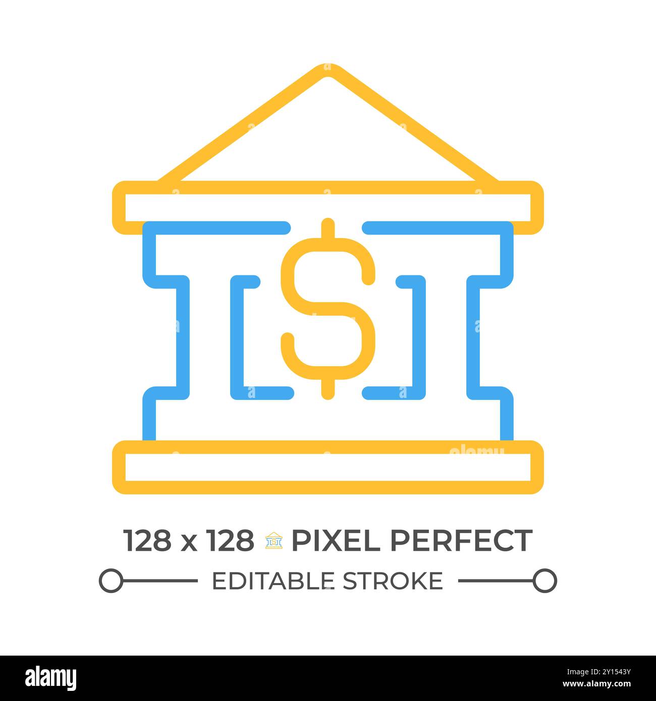 Icône de ligne en deux couleurs de bâtiment de banque Illustration de Vecteur